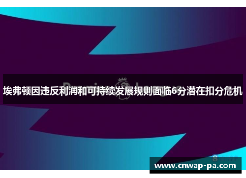 埃弗顿因违反利润和可持续发展规则面临6分潜在扣分危机 埃弗顿因违反利润和可持续发展规则面临6分潜在扣分危机